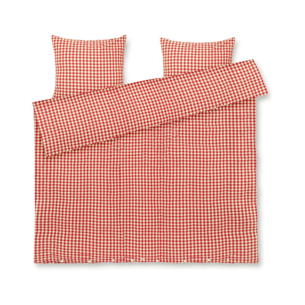 Piros-sárga kétszemélyes hosszabbított krepp ágyneműhuzat 200x220 cm Bæk&Bølge – JUNA
