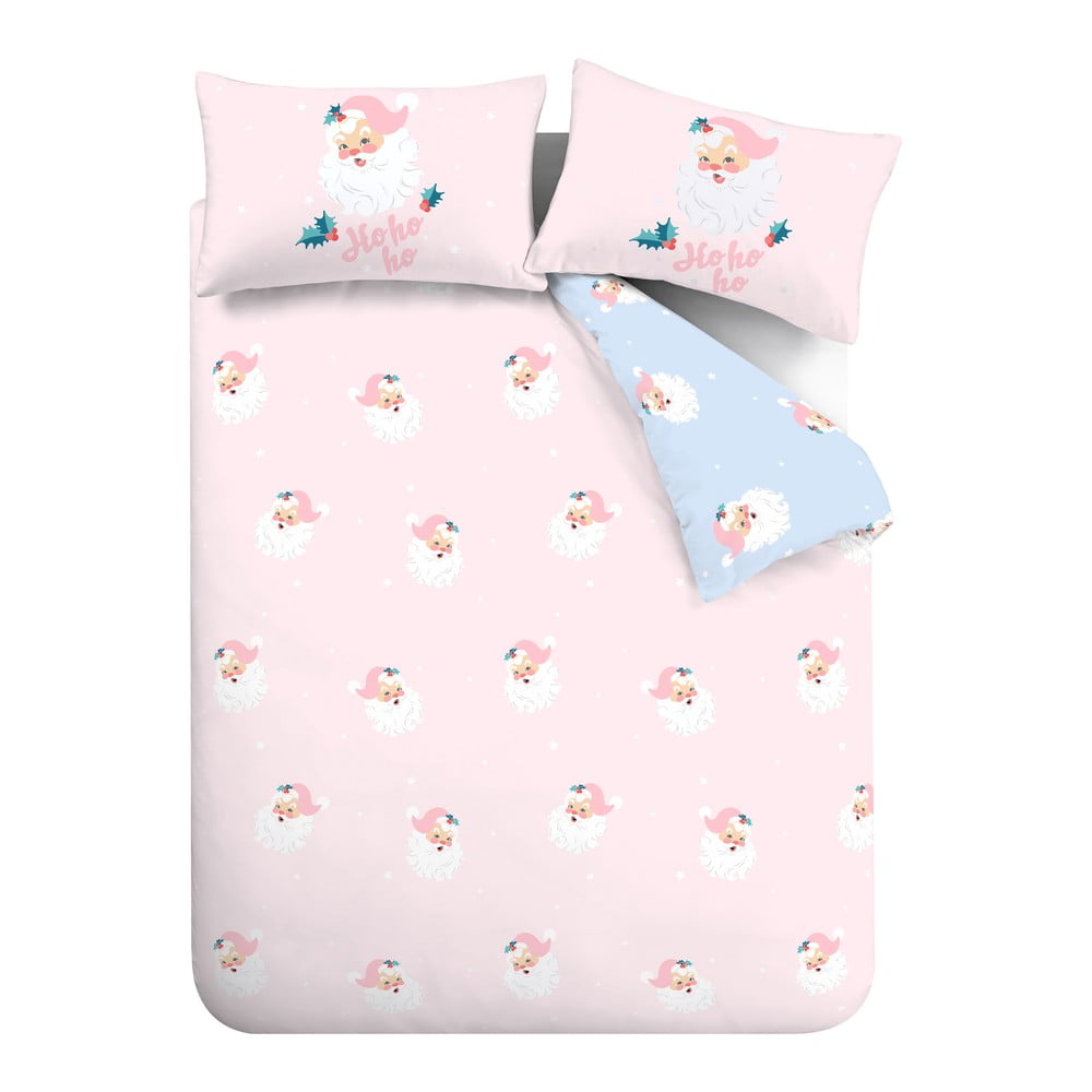 Rózsaszín kétszemélyes-hosszabbított ágyneműhuzat 230x220 cm Vintage Christmas Santa – Catherine Lansfield