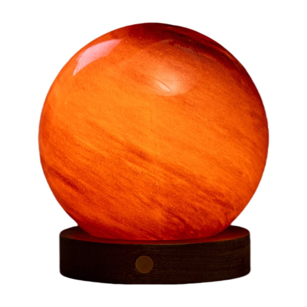 Sötét natúr színű LED asztali lámpa üveg búrával (magasság 13 cm) Sand Storm – Gingko