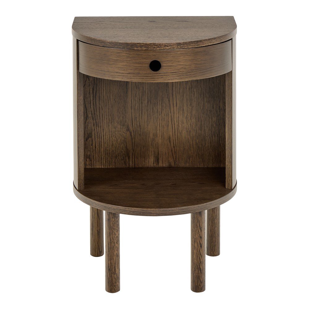 Sötét natúr színű éjjeliszekrény tölgyfa dekorral Paron – Actona