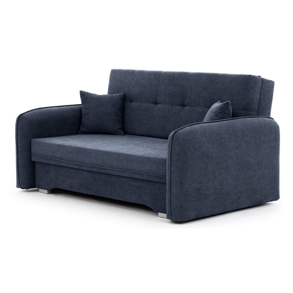 Sötétkék zsenília kinyitható-tárolóhelyes kanapé 155 cm Laine – ELTAP