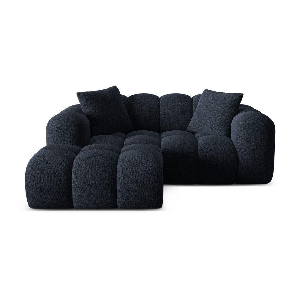 Sötétkék zsenília sarokkanapé (bal oldali-heverő résszel) Treno – Cosmopolitan Design