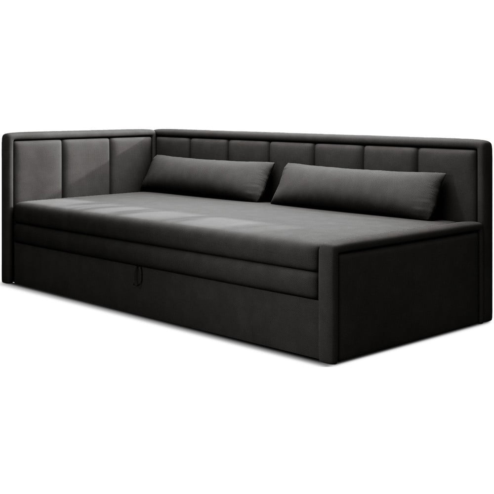 Sötétszürke zsenília kinyitható-tárolóhelyes kanapé 214 cm Fulgeo – ELTAP
