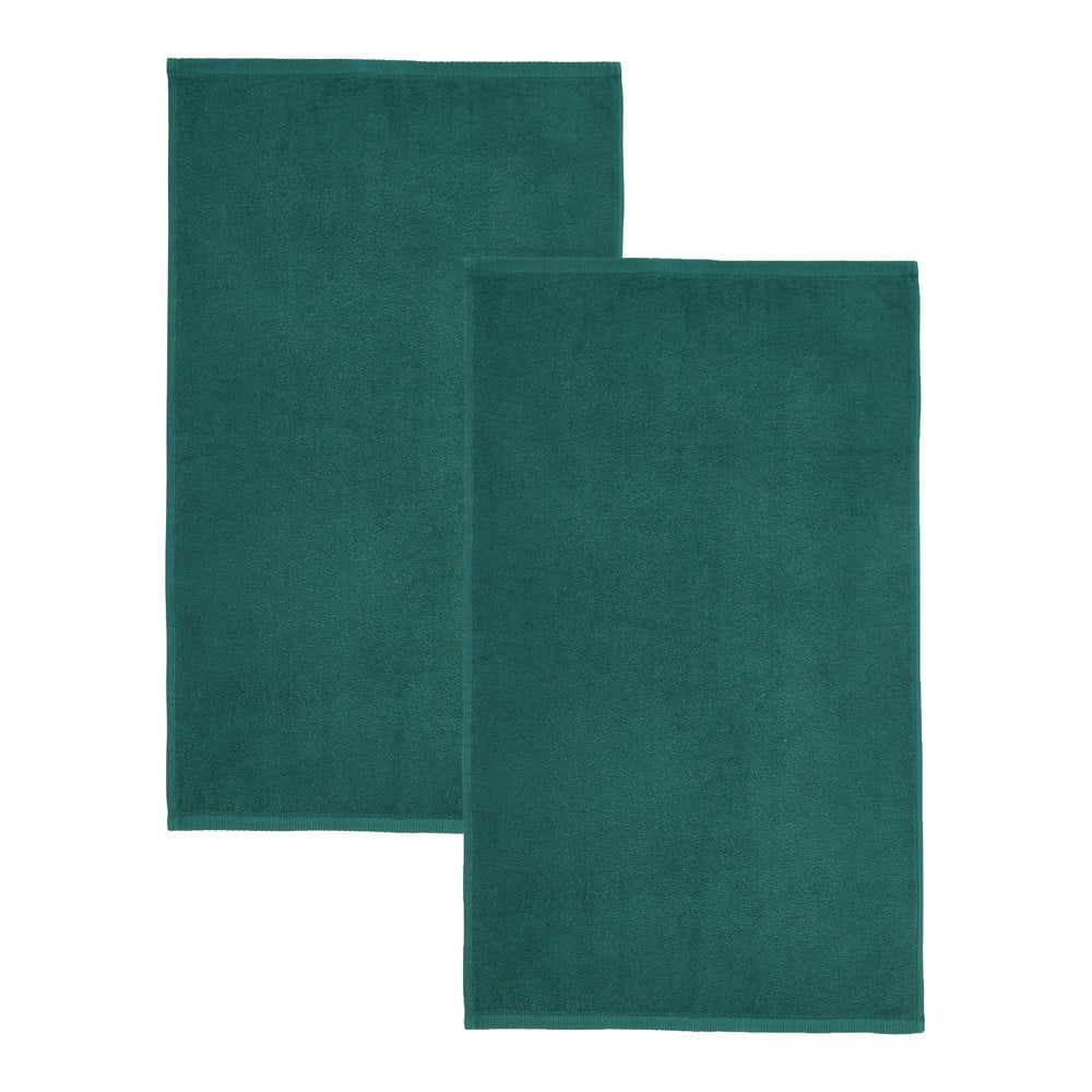 Sötétzöld gyorsan száradó frottír pamut fürdőlepedő szett 2 db-os 90x140 cm Quick Dry – Catherine Lansfield
