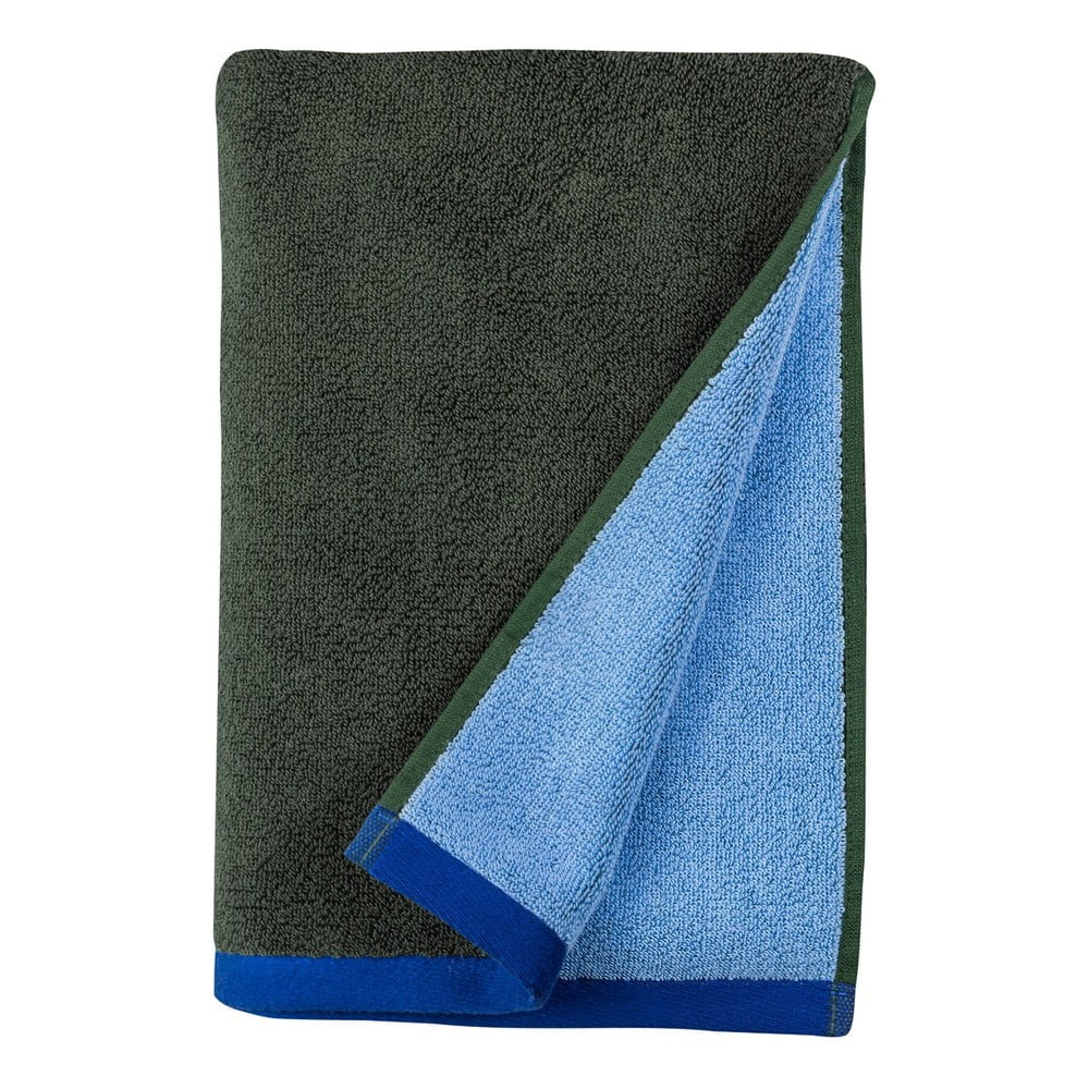 Sötétzöld-kék frottír bio pamut törölköző szett 2 db-os 40x55 cm Soft – Mette Ditmer Denmark