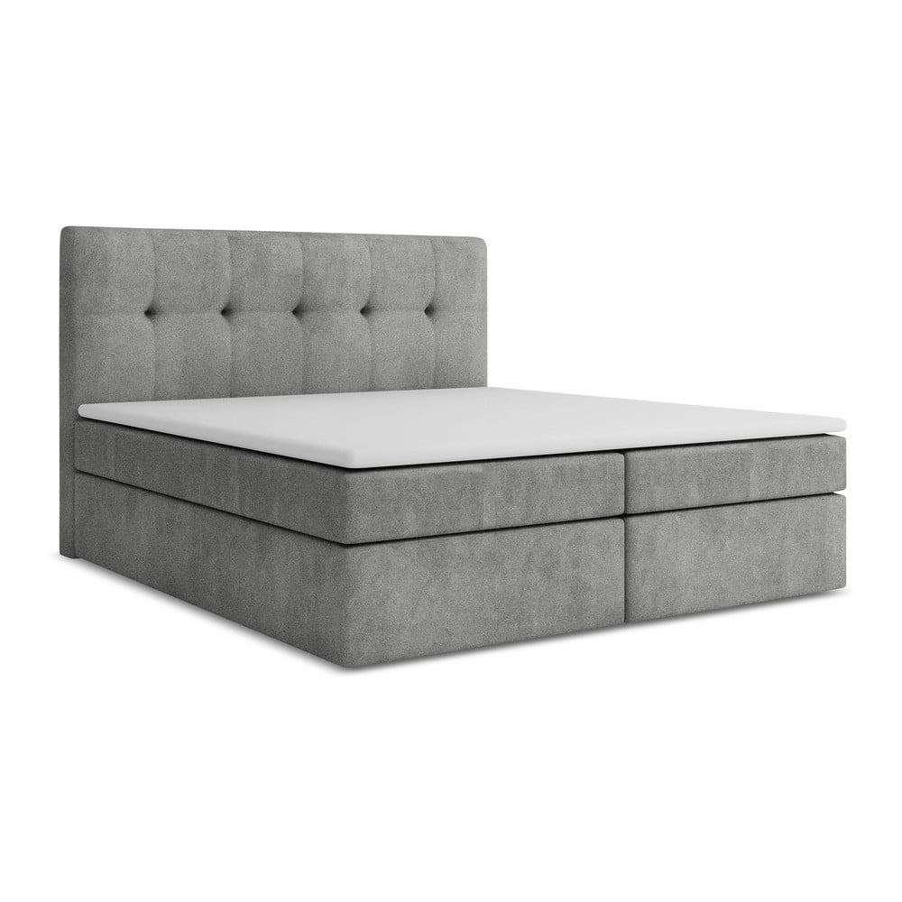 Szürke ágyneműtartós boxspring ágy 160x200 cm Palta – Makamii