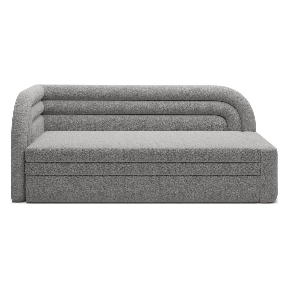 Szürke buklé kinyitható-tárolóhelyes kanapé bal oldali 223 cm Fabillo – ELTAP