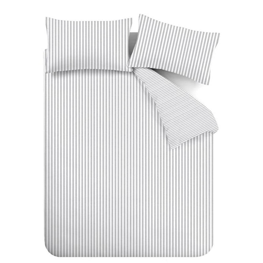 Szürke egyszemélyes flanel ágyneműhuzat 135x200 cm Stripe – Catherine Lansfield