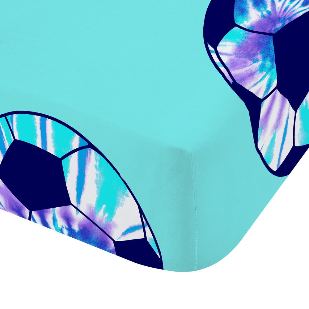 Türkiz gumis kétszemélyes gyerek lepedő 135x190 cm Tie Dye Football – Catherine Lansfield