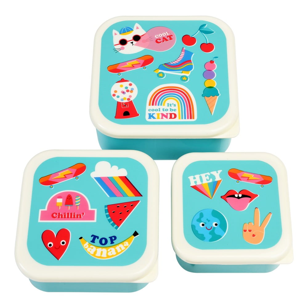 Türkiz gyerek uzsonnás doboz szett 3 db-os Top Banana – Rex London