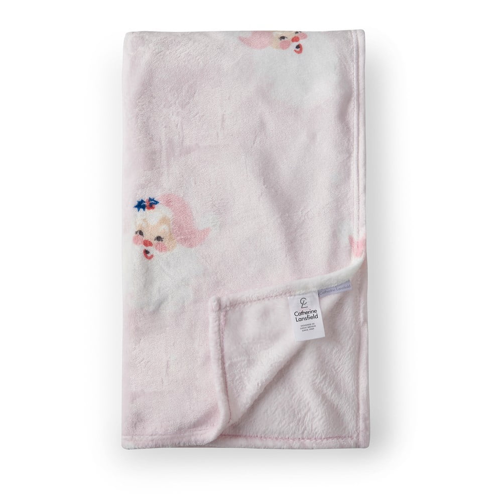 Világos rózsaszín mikroplüss takaró karácsonyi mintával 130x170 cm Vintage Christmas Santa – Catherine Lansfield