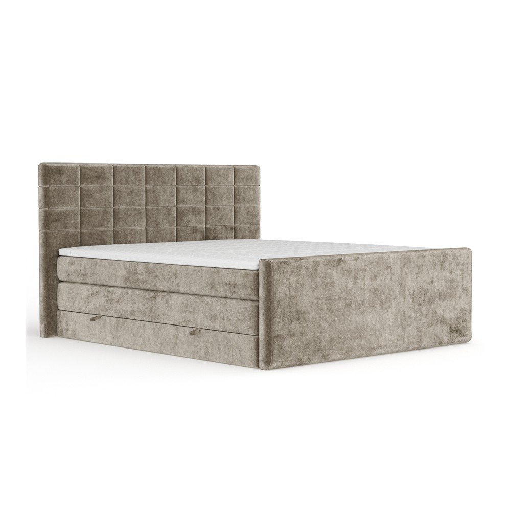 Világosbarna ágyneműtartós boxspring ágy 200x200 cm Ava – Maison de Rêve