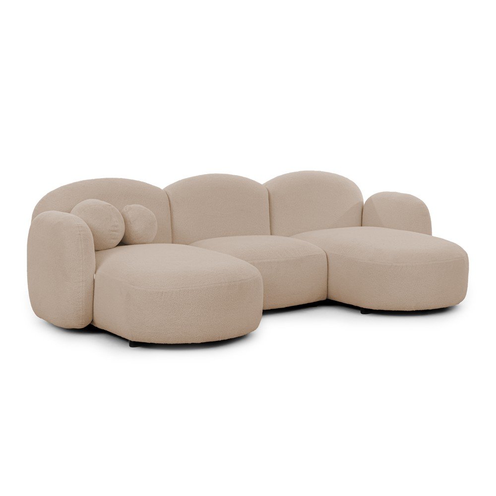Világosbarna buklé  sarokkanapé (U alakú) Orbit – Ropez