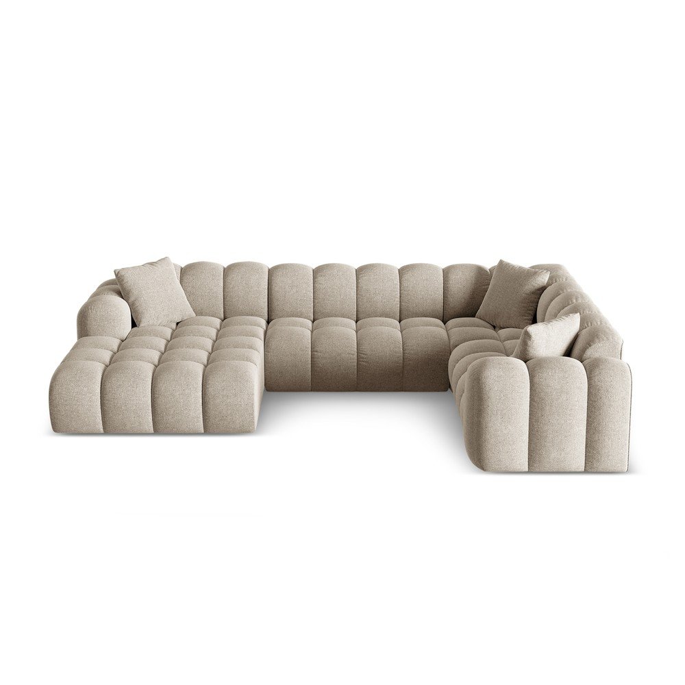 Világosbarna zsenília sarokkanapé (jobb oldali-U alakú) Treno – Cosmopolitan Design