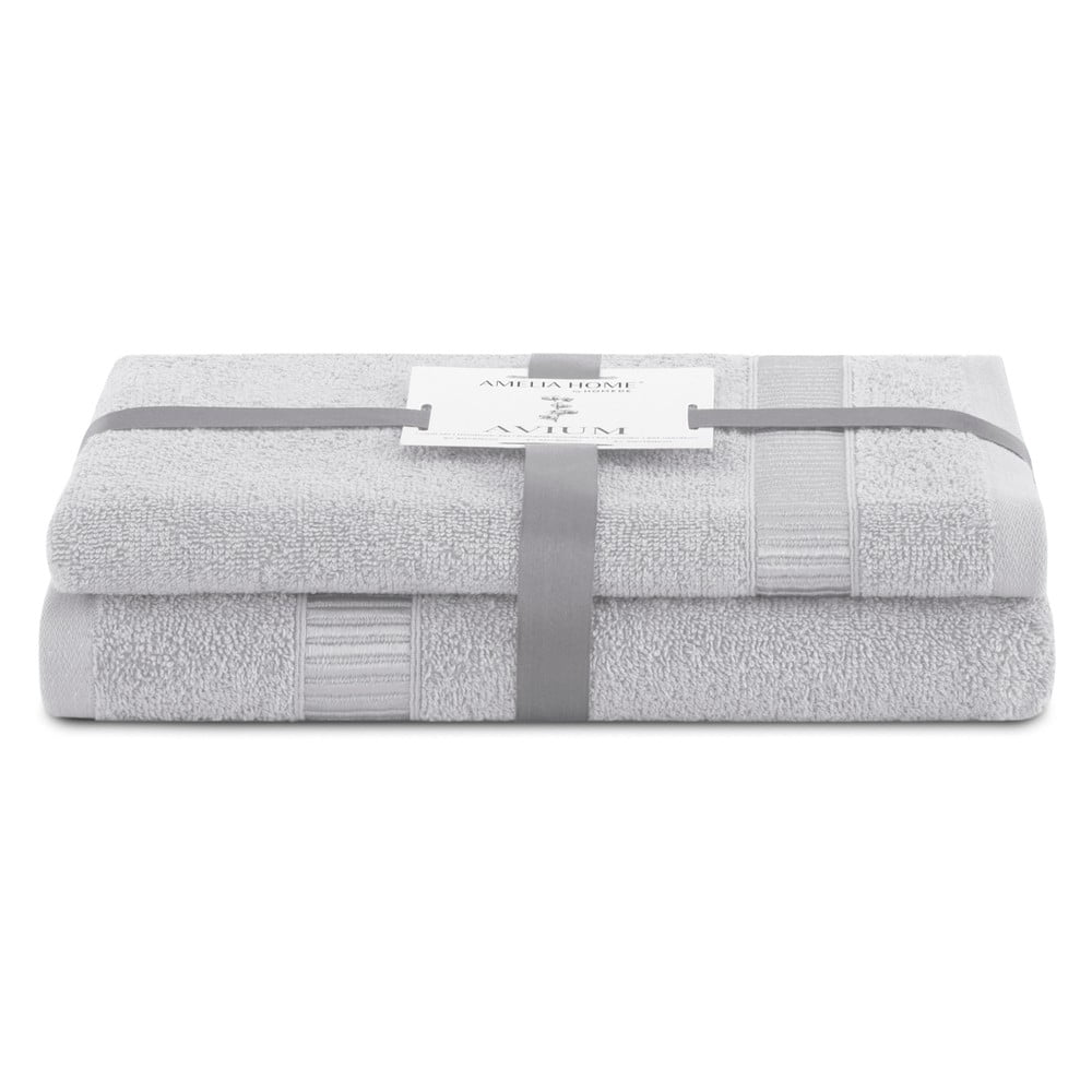 Világosszürke frottír pamut törölköző és fürdőlepedő készlet 2 db-os Avium – Restilo