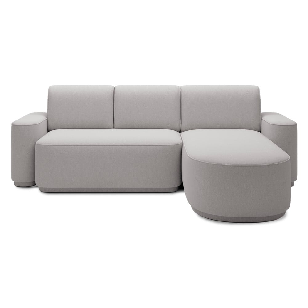 Világosszürke zsenília kinyitható-tárolóhelyes sarokkanapé (jobb oldali-heverő résszel) Aurumm – ELTAP