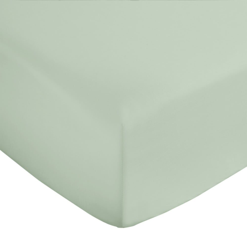 Világoszöld gumis pamut-szatén lepedő 90x190 cm Cotton Sateen – Bianca