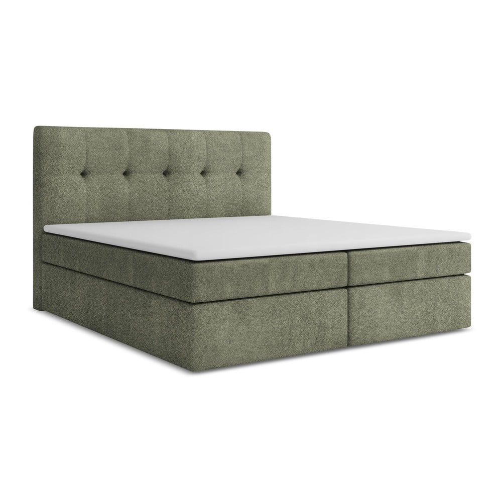Zöld ágyneműtartós boxspring ágy 180x200 cm Palta – Makamii