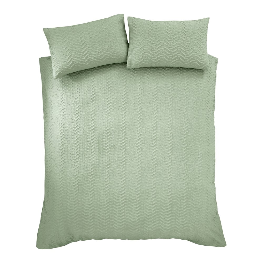 Zöld kétszemélyes-hosszabbított krepp ágyneműhuzat 230x220 cm Heatset Wave – Catherine Lansfield