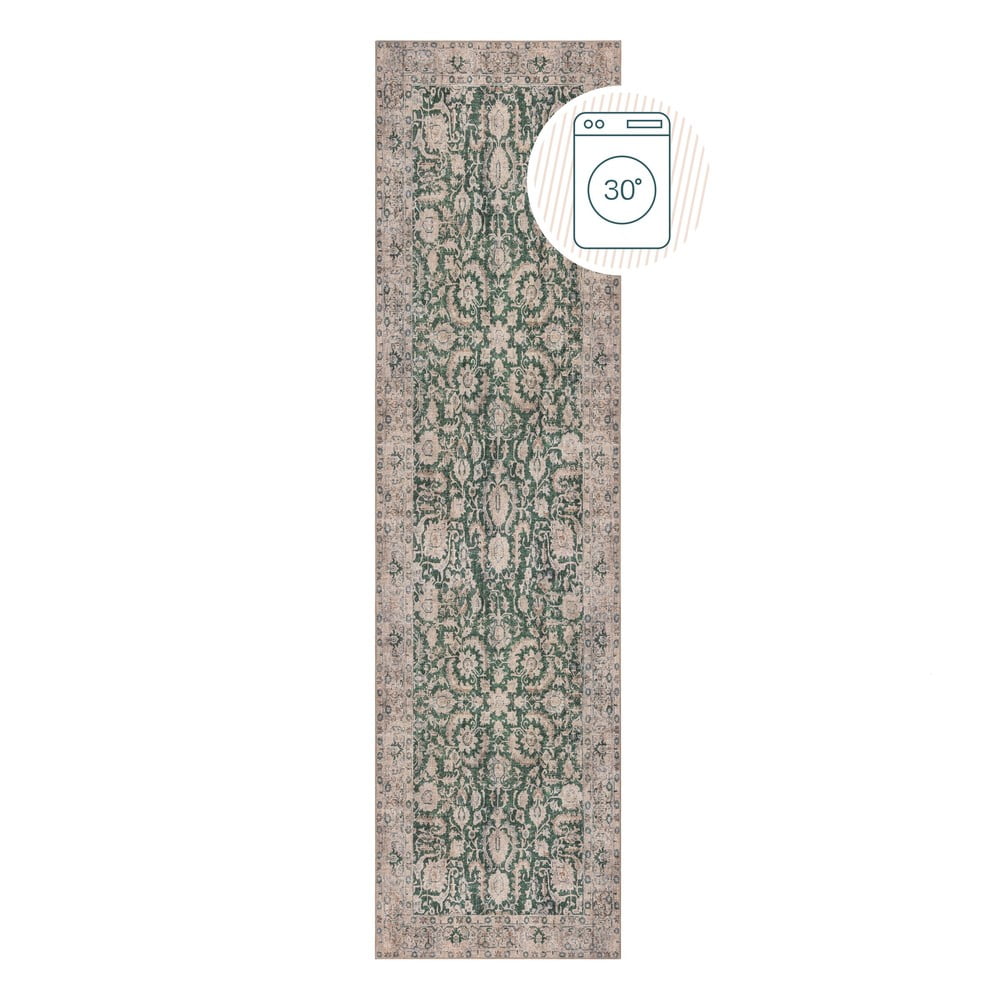 Zöld mosható futószőnyeg 60x230 cm Beau Floral – Flair Rugs