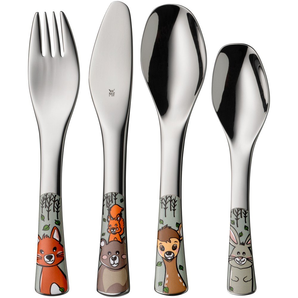 Ezüstszínű rozsdamentes acél gyerek evőeszköz 4 db-os Forest Friends – WMF