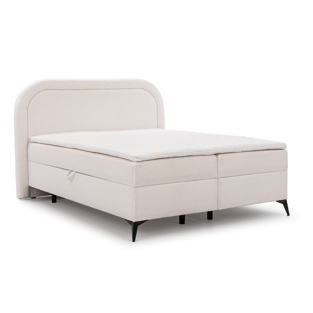 Fehér ágyneműtartós boxspring ágy 140x200 cm Ornes – Ropez