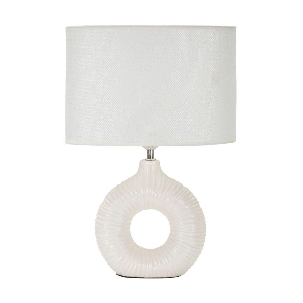 Fehér kerámia asztali lámpa textil búrával (magasság 43 cm) Seta – Mauro Ferretti