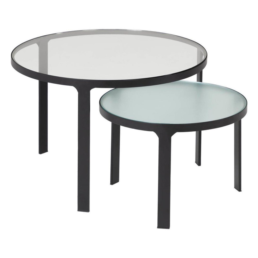 Kerek tárolóasztal szett üveg asztallappal