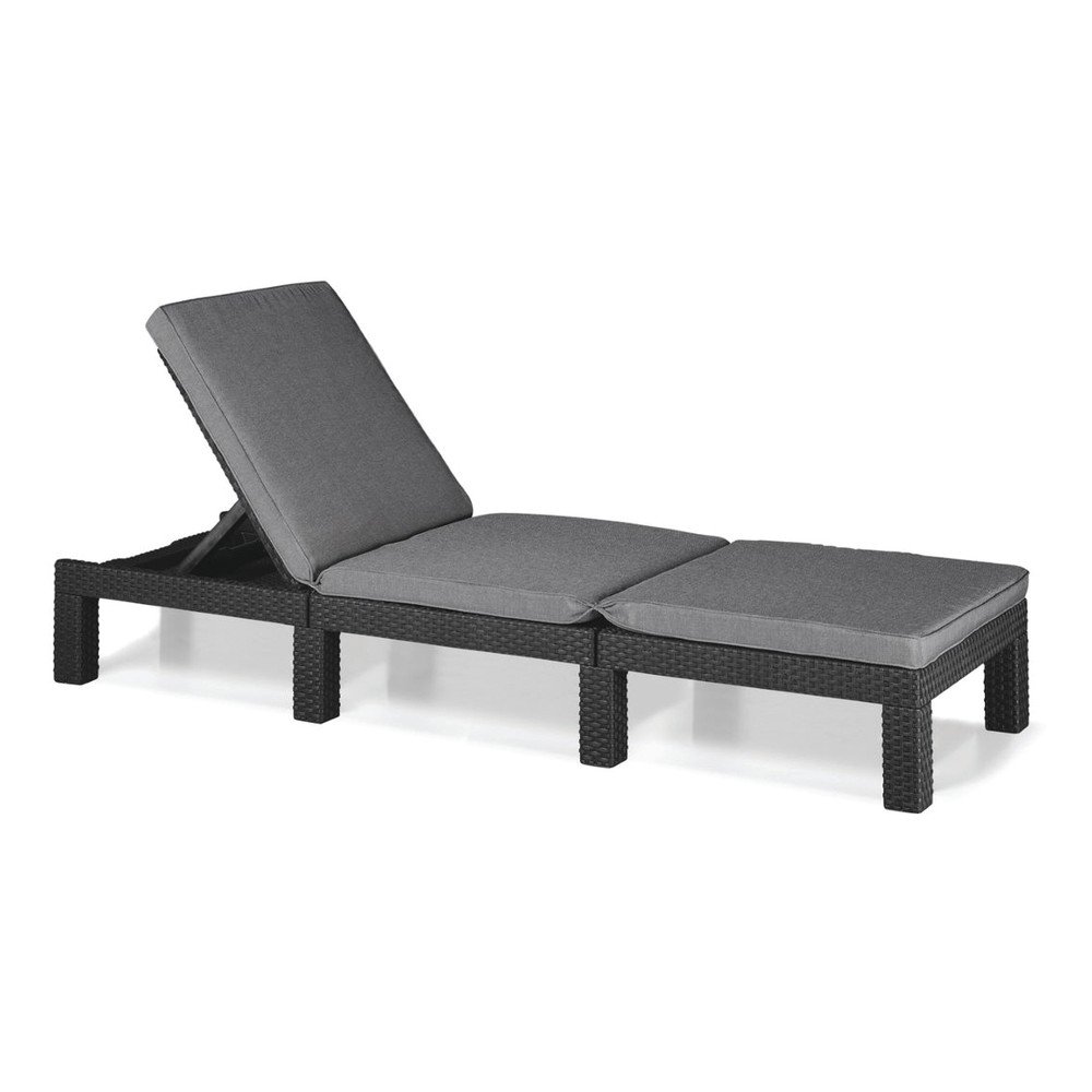 Sötétszürke párnázott-műrattan állítható kerti napozóágy Daytona – Keter