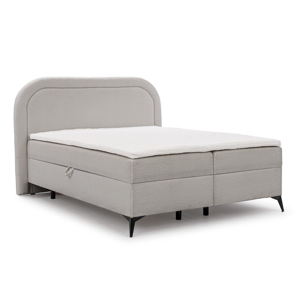 Világosszürke ágyneműtartós boxspring ágy 140x200 cm Ornes – Ropez