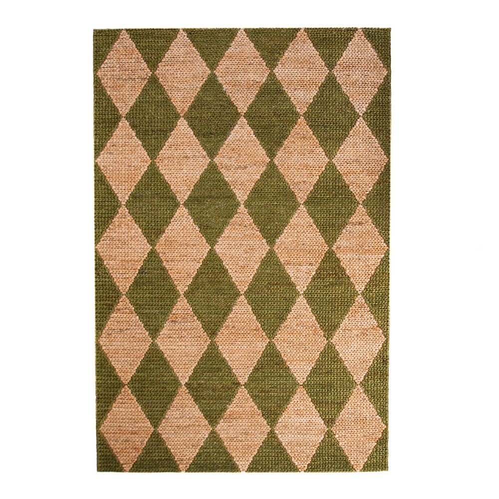 Zöld-natúr színű kézi szövésű jutakeverék szőnyeg 160x230 cm Effie Diamond – Flair Rugs