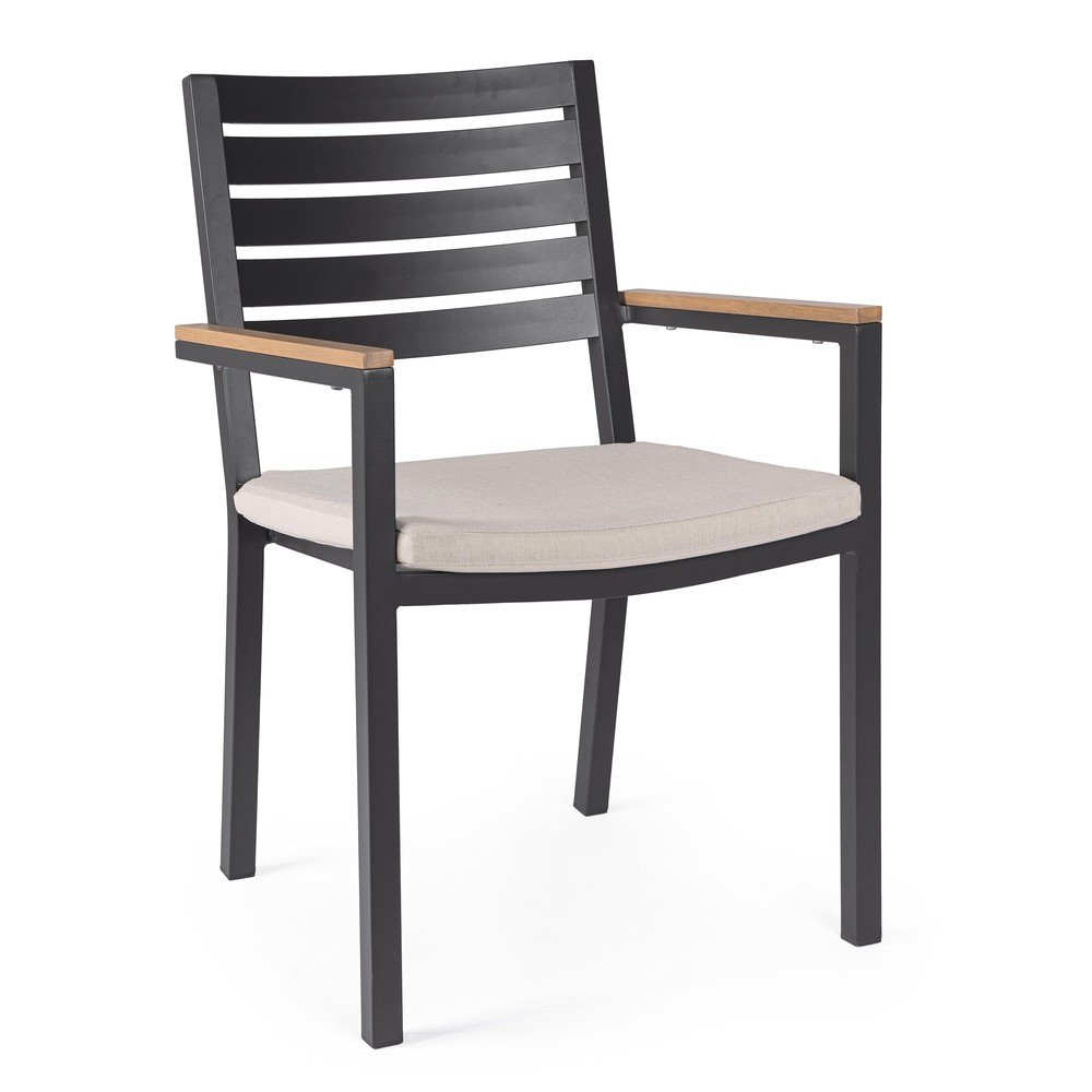 Antracitszürke fém kerti szék Henna – Bizzotto