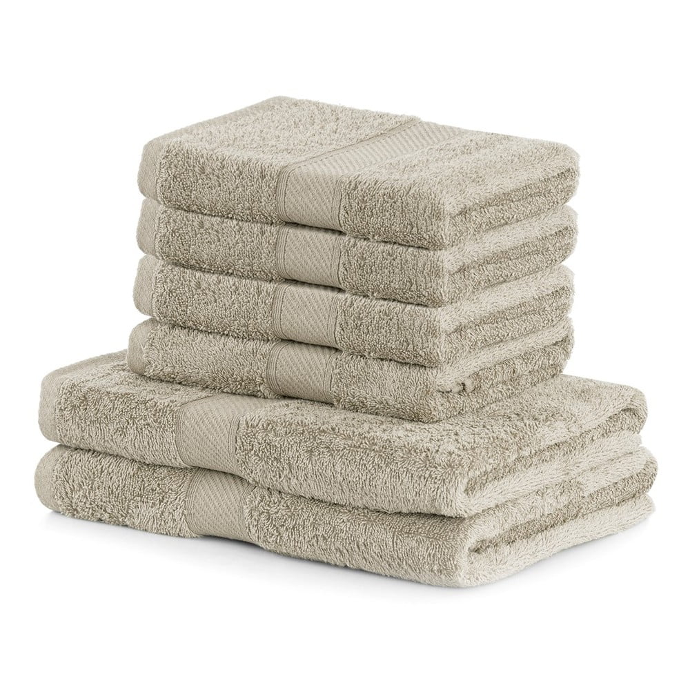 Bamby Beige szett 2 db bézs fürdőlepedővel és 4 db törölközővel - DecoKing