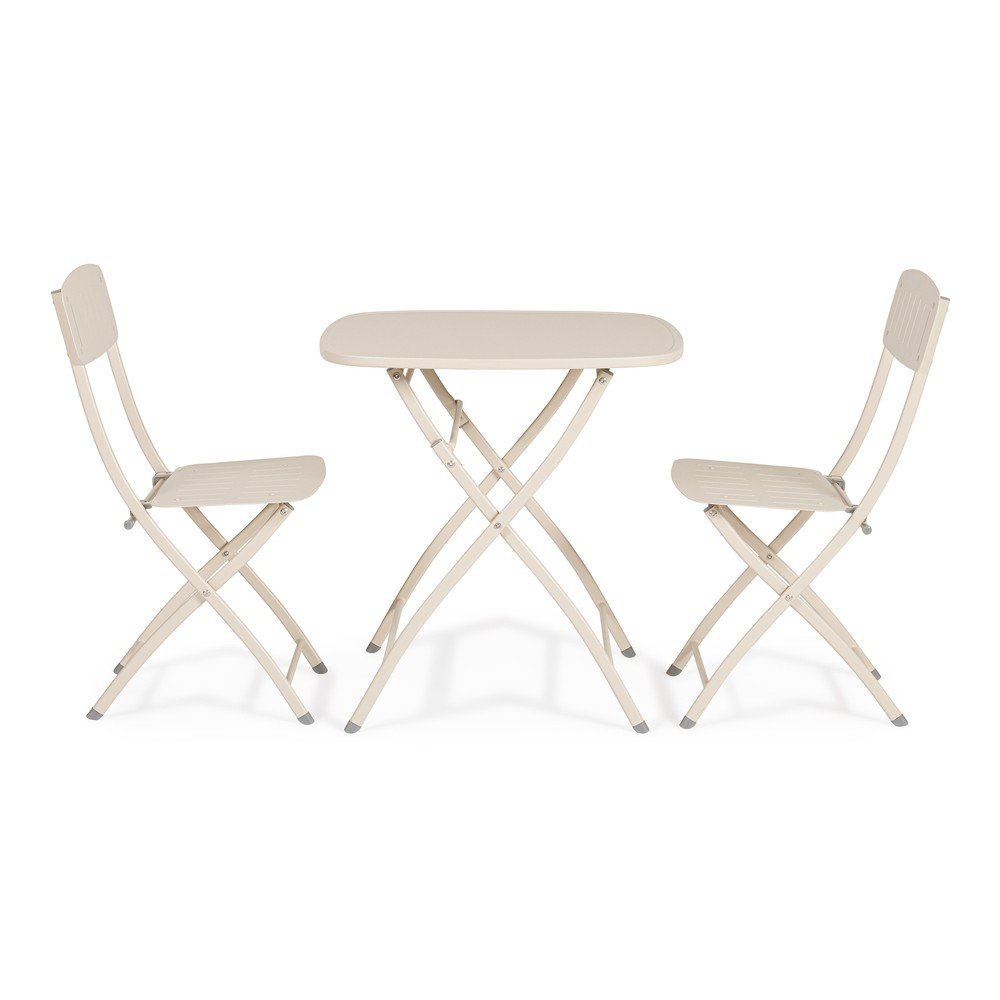 Bézs acél kétszemélyes kerti étkezőgarnitúra Yvonne – Bizzotto