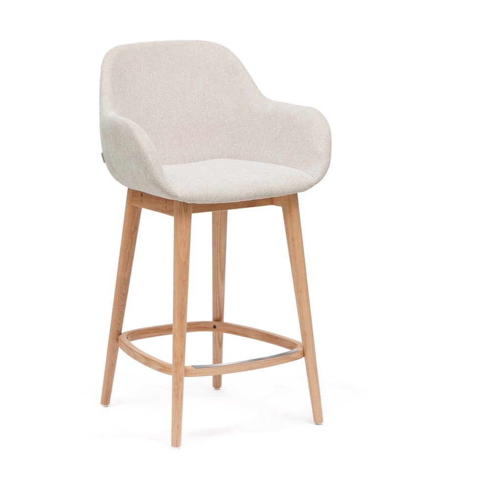 Bézs kárpitozott karfás bárszék (ülésmagasság 66 cm) Konna – Kave Home