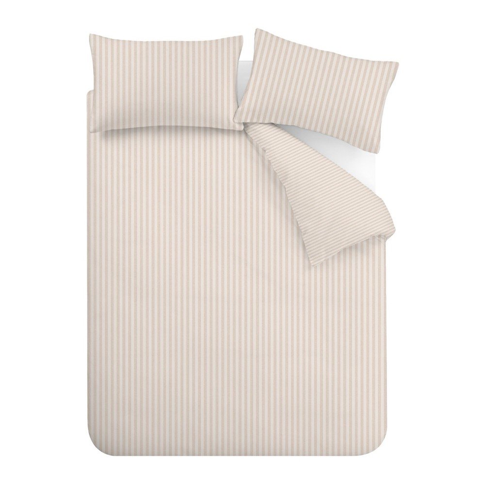 Bézs kétszemélyes háromrészes ágyneműhuzat 200x200 cm Epping Textured Stripe – Catherine Lansfield