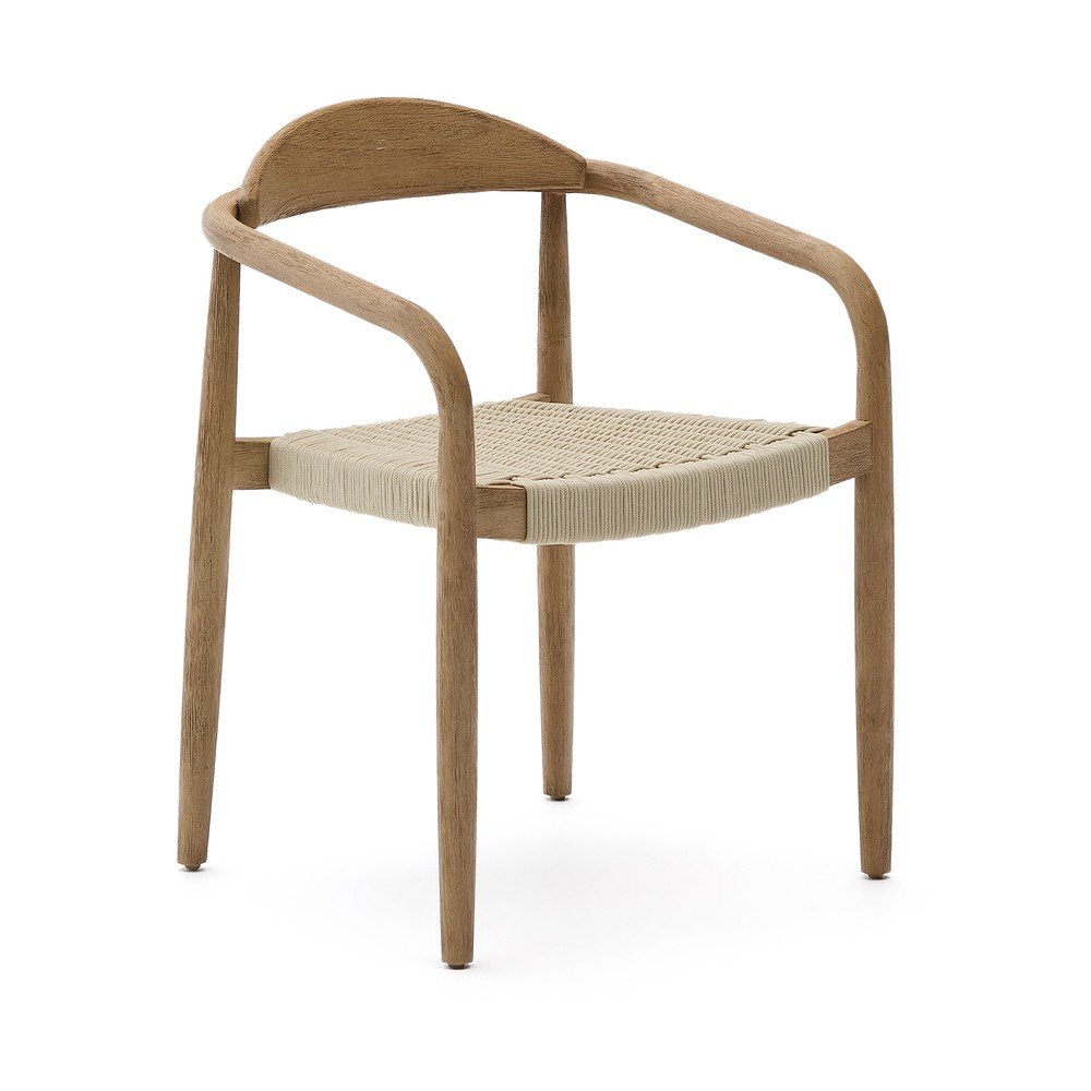 Bézs-natúr színű tömörfa étkezőfotel Nina – Kave Home