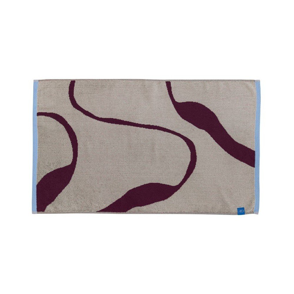 Borvörös-szürkésbézs bio pamut fürdőszobai kilépő zuhanyfülkéhez 50x80 cm Nova Arte  – Mette Ditmer Denmark