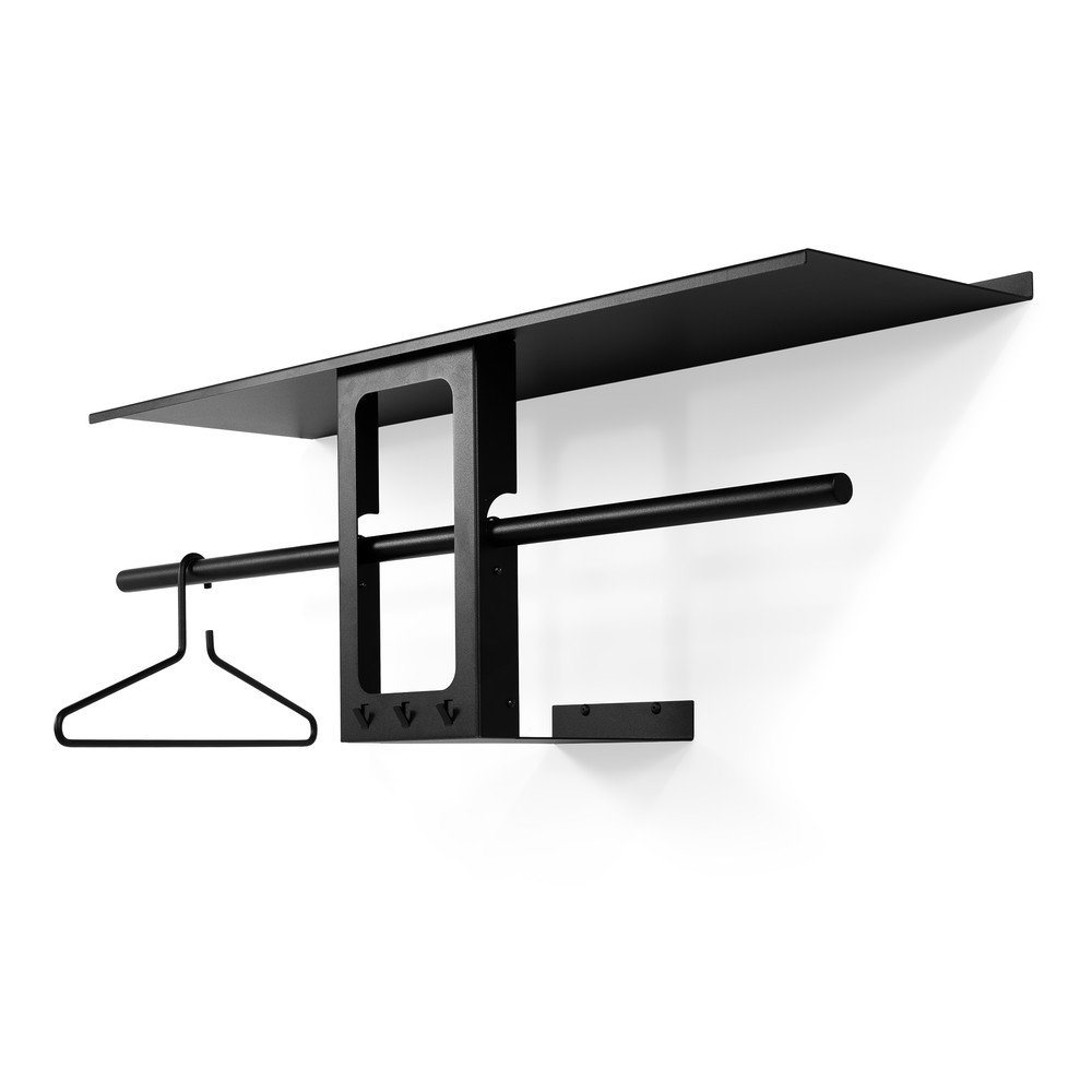 Fekete acél fali fogas polccal 100 cm Luno Small – Spinder Design