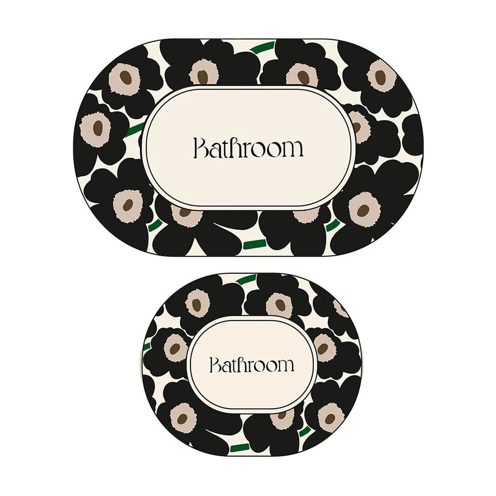 Fekete-bézs fürdőszobai kilépő szett 2 db-os 60x100 cm Oweld – Foutastic