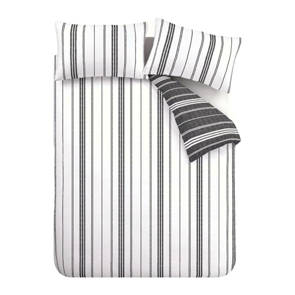Fekete-fehér kétszemélyes háromrészes ágyneműhuzat 200x200 cm Harbour Stripe – Catherine Lansfield