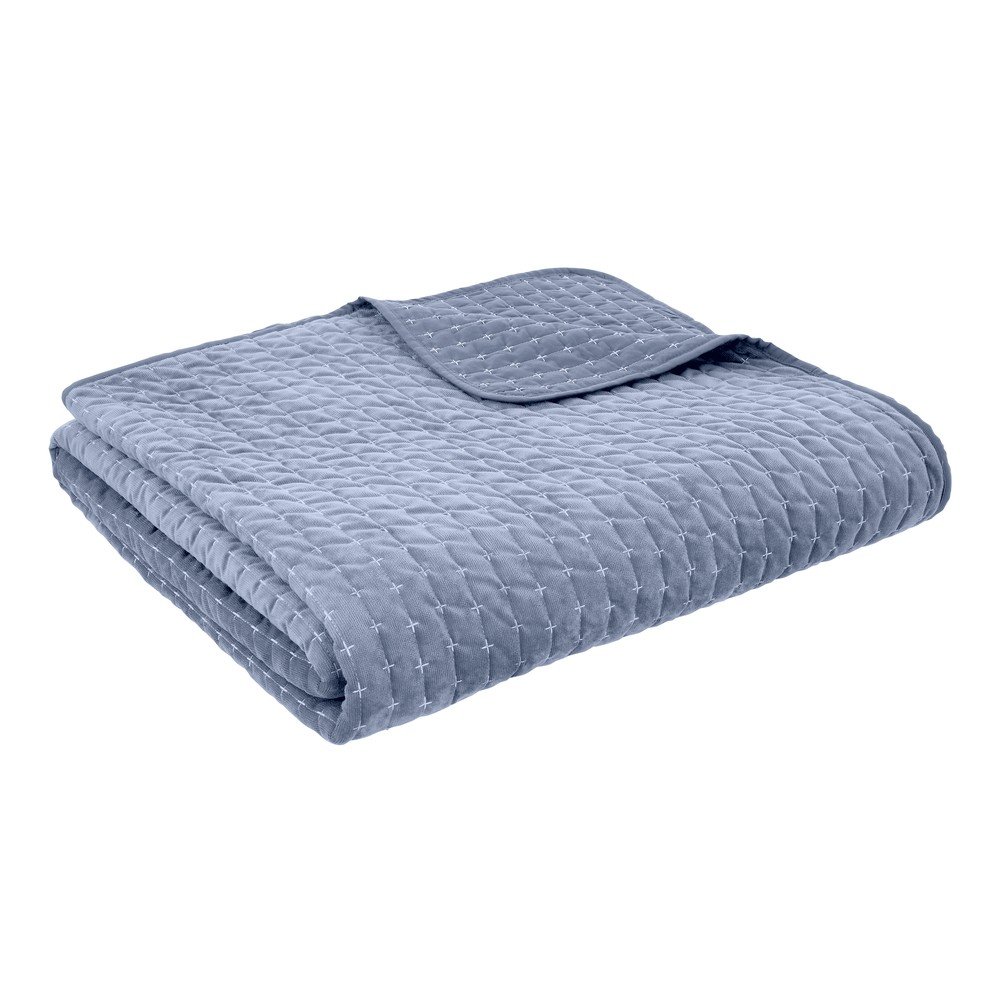 Kék bársony steppelt ágytakaró 240x260 cm Attica Velvet – Bianca