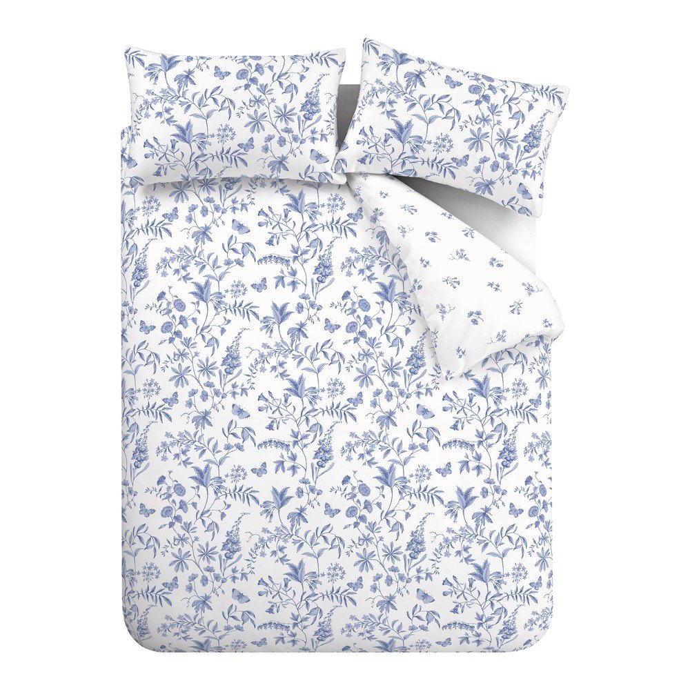 Kék egyszemélyes pamut-perkál ágyneműhuzat 135x200 cm Thea Floral – Bianca