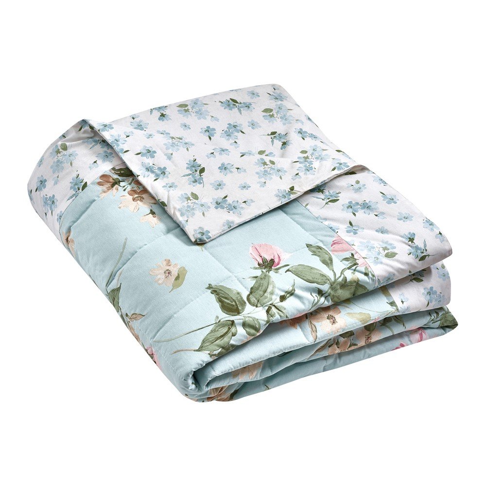 Kék steppelt ágytakaró 220x230 cm Avebury Floral – Catherine Lansfield