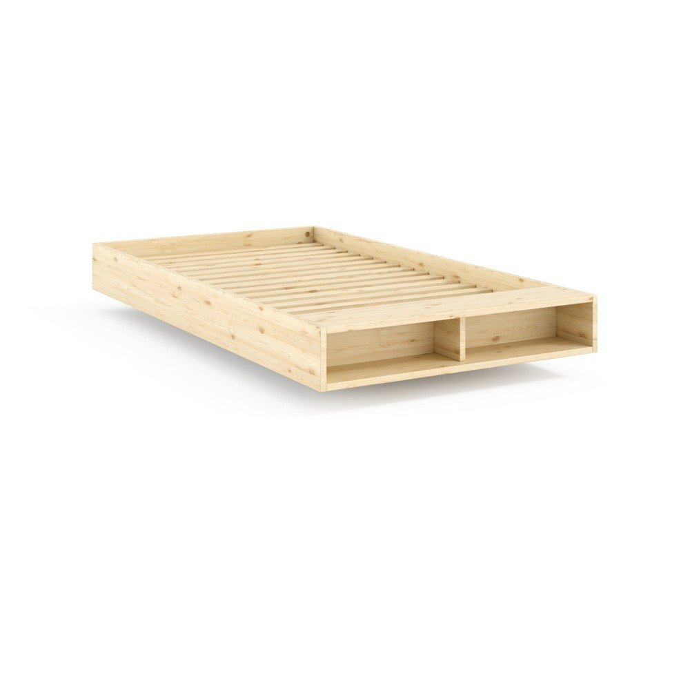 Natúr színű borovi fenyő egyszemélyes ágy ágytámla nélkül