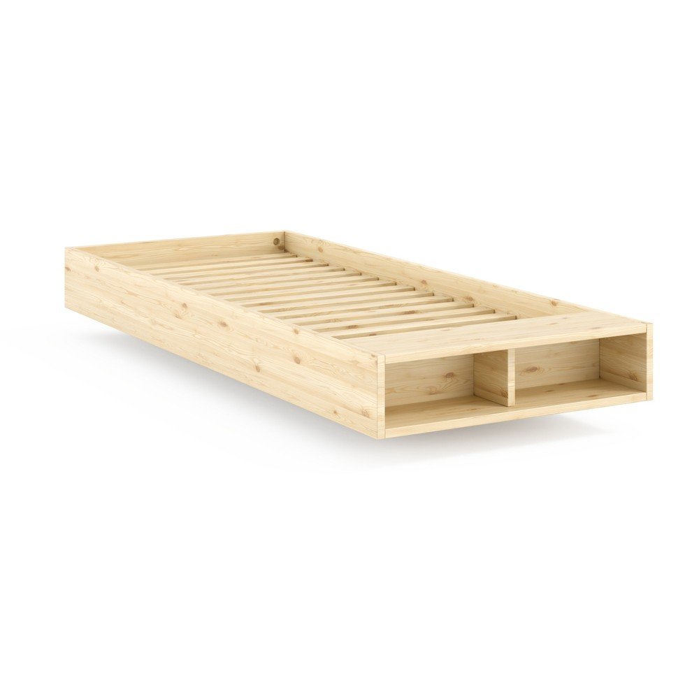 Natúr színű borovi fenyő egyszemélyes ágy ágytámla nélkül