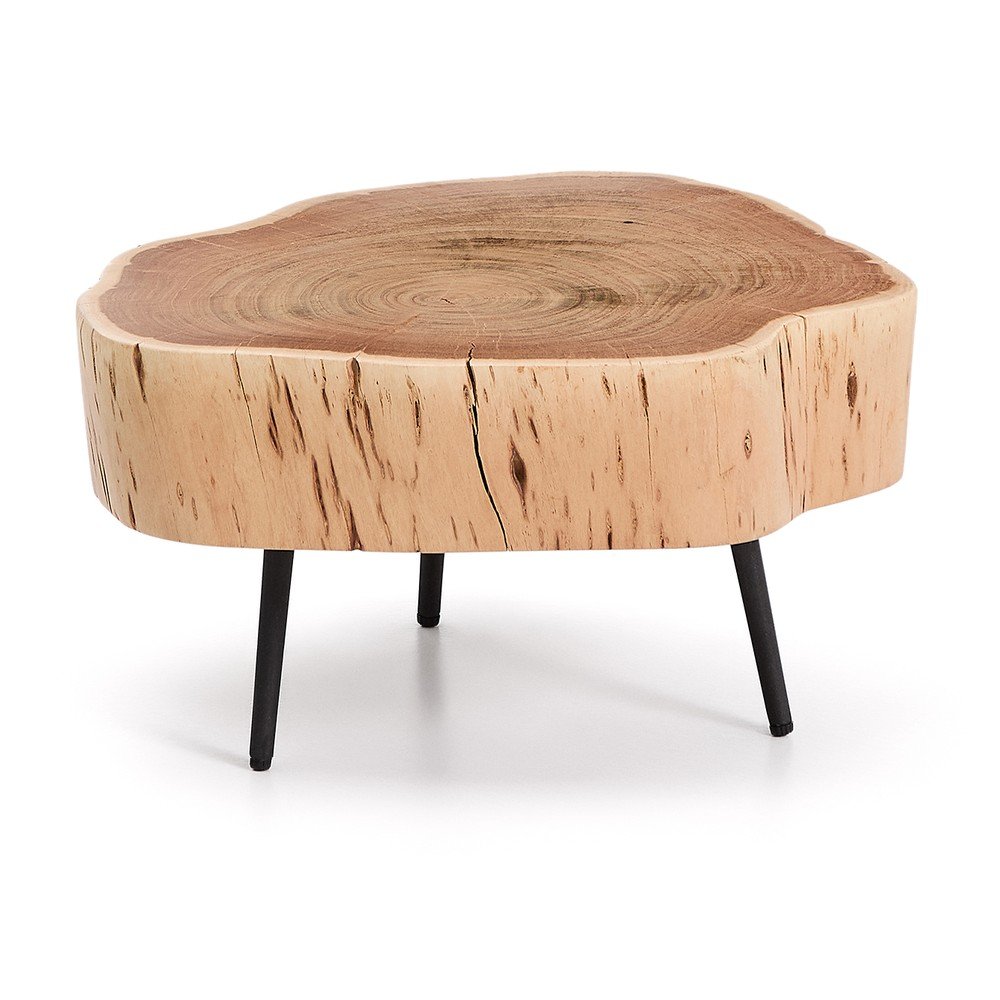 Natúr színű kerek dohányzóasztal akácfa asztallappal 49x47 cm Tanive – Kave Home