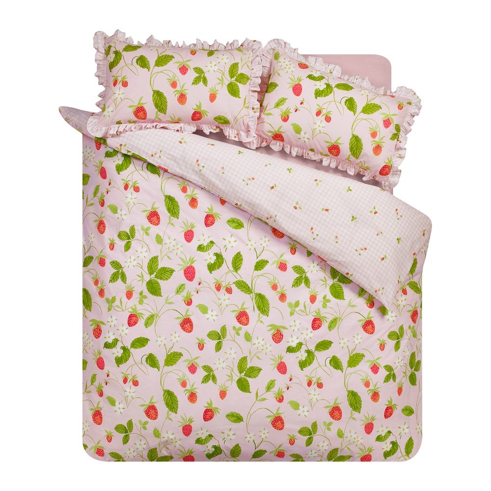 Rózsaszín egyszemélyes ágyneműhuzat 135x200 cm Strawberry Frills – Catherine Lansfield