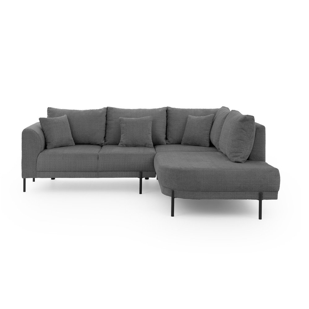 Sötétszürke zsenília sarokkanapé (jobb oldali-L alakú) Mauris  – Ropez