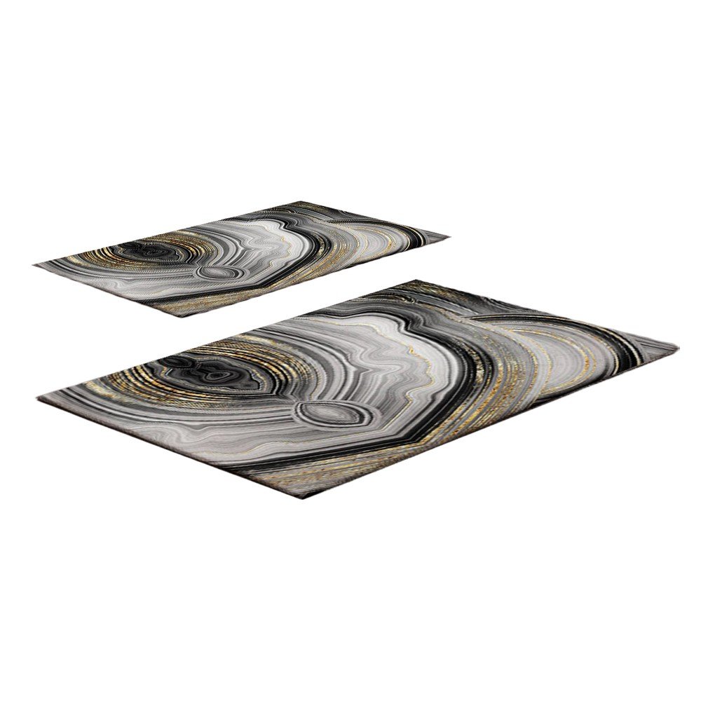 Szürke-aranyszínű fürdőszobai kilépő szett 2 db-os 60x100 cm CT – Foutastic